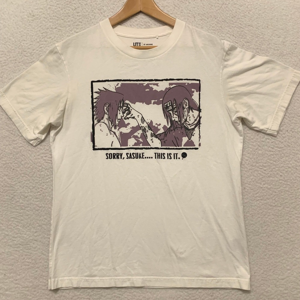 Uniqlo UT Archive Naruto Shippuden Sasuke Itachi Graphic T-Shirt Mens M White